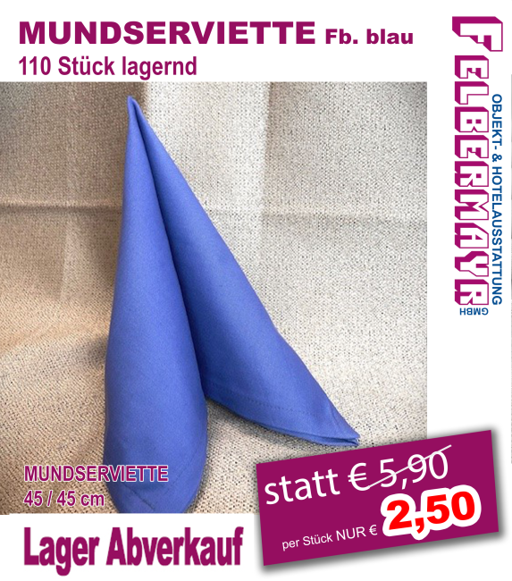 MUNDSERVIETTEN Baumwolle Fb. blau